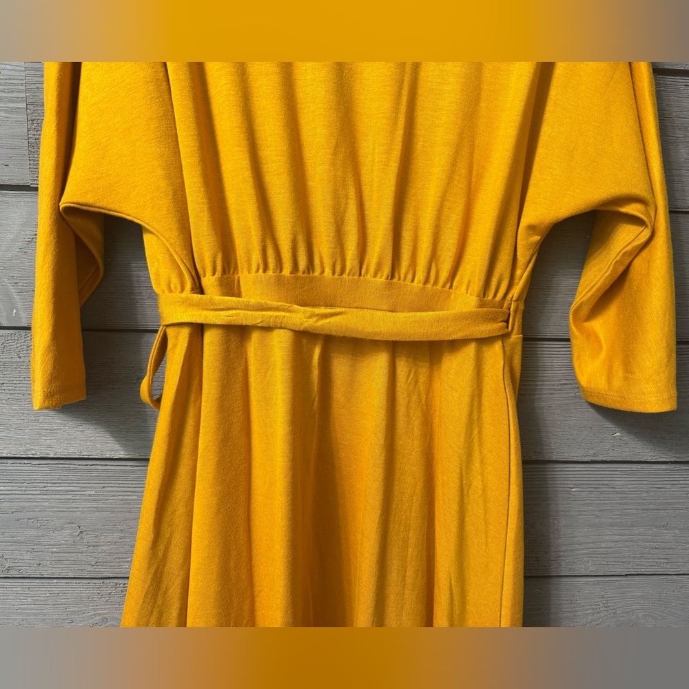 NWT A.N.D. EAWY Mustard Yellow Asymmetrical Wrap Dress Sz M Spring Summer Party - Picture 10 of 15